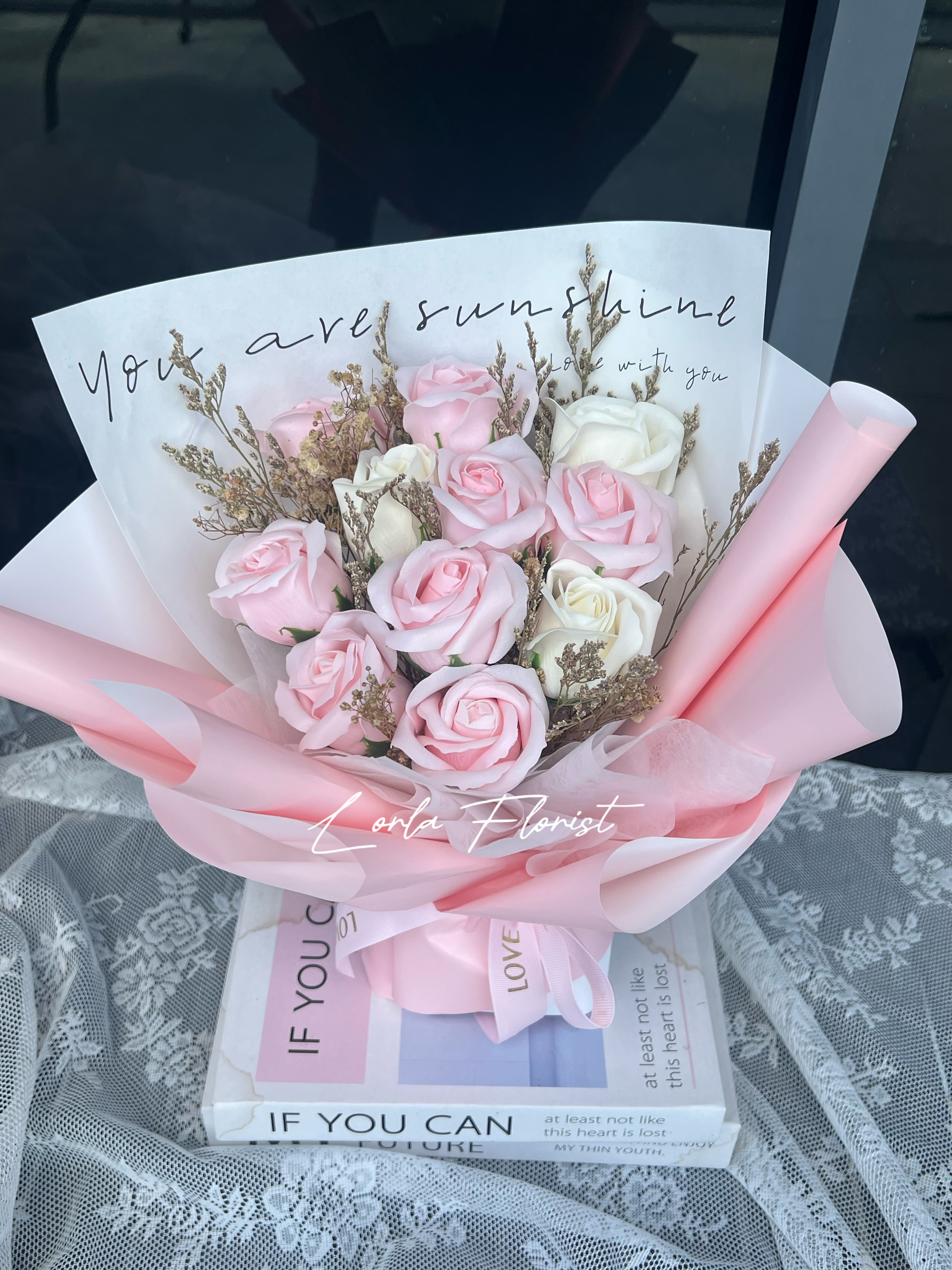 Pink bouquet arrangement by Lorla Florist